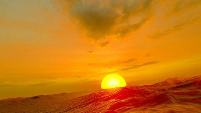 In the morning the sun rises and illuminates the sea
