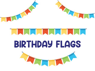 Colorful dovetail shape flag on white background. Rainbow colors buntings and flags. 