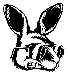 Vintage engrave isolated dressed fashion kangaroo set illustration costume cut ink sketch. Wild wallaroo pet background line glasses hipster biker wallaby art