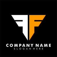  letter FF logo. FF Letter Design Vector with black