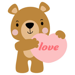 Teddy bear love valentines day, Falt vector