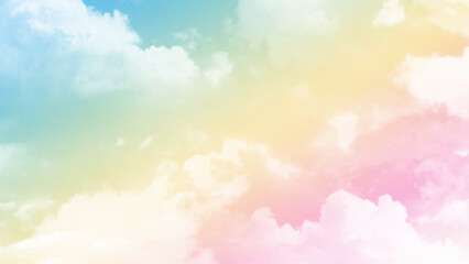 Beautiful summer clouds on pastel rainbow sky