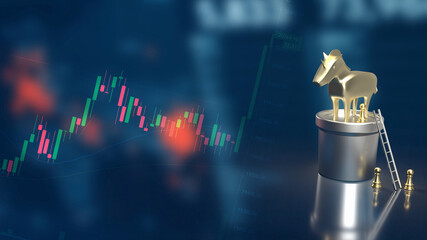 The gold unicorn on plant  for business concept 3d rendering © niphon