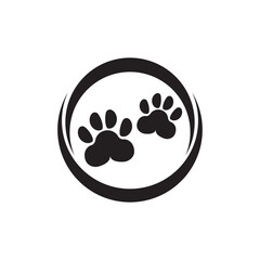 Dog or Cat Paw Print, Animal Foot. Flat Vector Icon illustration. Simple black symbol on white background.