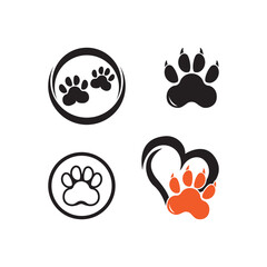 Fototapeta premium Dog or Cat Paw Print, Animal Foot. Flat Vector Icon illustration. Simple black symbol on white background.