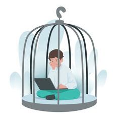 Illustration graphic of Stuck in Coding Issues. Perfect for banner, social media, etc.