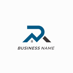 design logo combine letter R and roof home