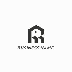design logo creative letter R and home