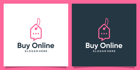 Tag discount logo design template with chat logo graphic design vector illustration. Symbol, icon, creative.