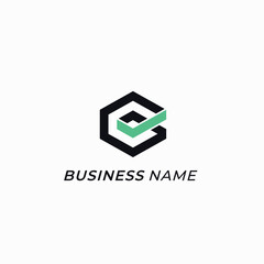 Fototapeta premium design logo hexagon letter C and thick