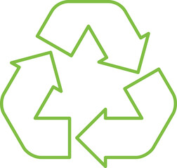 Triangle arrows recycle icons set vector illustration. Contour arrow reuse process or lyfecycle symbols in triangle shape for enviromental presentation or eco friendly services website