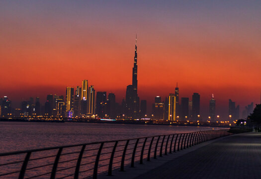 Dubai, UAE - 10.15.2022 View of Dubai skyline, shot made from Jadaf waterfront. City