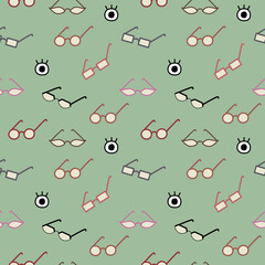 Eyeglasses seamless pattern for textile, wrapping, backgrounds