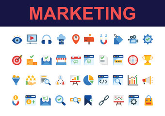 Marketing icon pack with flat style