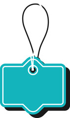 Price tag with shape and string for promotion sale offer, decoration vintage label with shadow or vertical emblem for discount message. Empty emblem with ribbon or simple tag icon template.