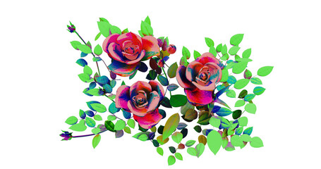 Naklejka premium Rose ばら バラ 薔薇 3DCG 透過PNG