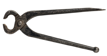 vintage cobblers nail pincers puller grips nippers cutters Rare Tool. isolated on a transparent background