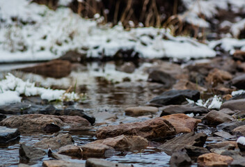 Mountain river in the Urals in late autumn