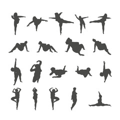 Beautiful plus size women silhouettes collection. Body positive concept. Attractive overweight girl. Set for fat acceptance movement.