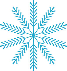 Icy snowflakes winter decoration collection vector illustration. Set of flat blue line snowflake icons on white background for new year celebration design or winter season festive ormament decoration