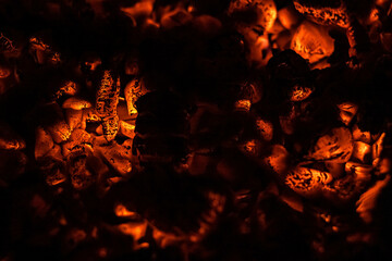 Burning coals in the oven