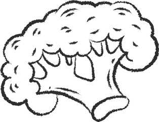 Chalked sketch broccoli vegetable icon vector illustration. White chalk style line hand drawn vegetable sketch icon for restaurant menu promo design