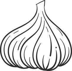 Sketch garlic vegetable icon vector illustration. Black line contour sketch vegetable icon on white background for restaurant menu vintage design