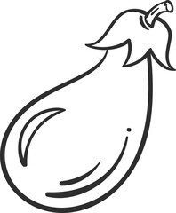 Sketch eggplant vegetable icon vector illustration. Black line contour sketch vegetable icon on white background for restaurant menu vintage design