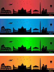 Naklejka premium Rome city in a four different colors - illustration, Town in colors background, City of Rome