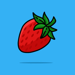 cute and fresh strowberry on blue background