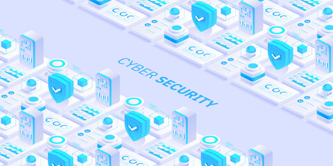 Cyber security. Data protection. Information privacy. Global network security. Technology background for banners, posters, site templates, mobile applications. Vector illustration