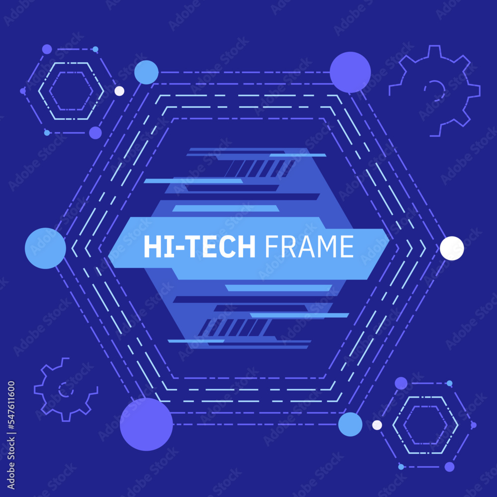 Poster futuristic hi-tech badge, frame or border. futuristic hud. modern technology banner in cyberpunk sty
