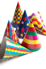 colorful party hats, isolated