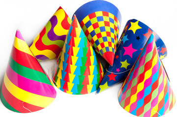 colorful party hats, isolated