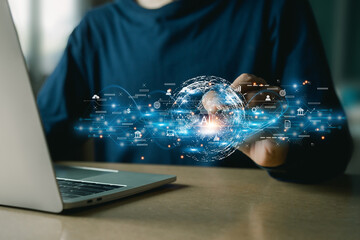 AI learning and business artificial intelligence, modern , transformation of ideas and the adoption of technology in business in the digital age, enhancing global business capabilities , Ai.