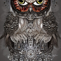 Owl In ZentangleSteampunk Gothic