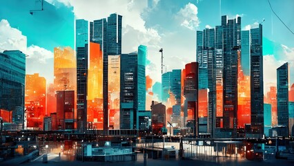 Fototapeta premium Illustration about financial building. Made by AI. Ultra high resolution.