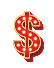 03 Symbol Alphabet Bulb Red Light Dollar Currency Money