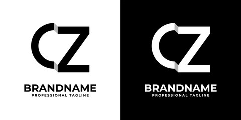 Letter CZ or ZC Monogram Logo, suitable for any business with CZ or ZC initials. - obrazy, fototapety, plakaty