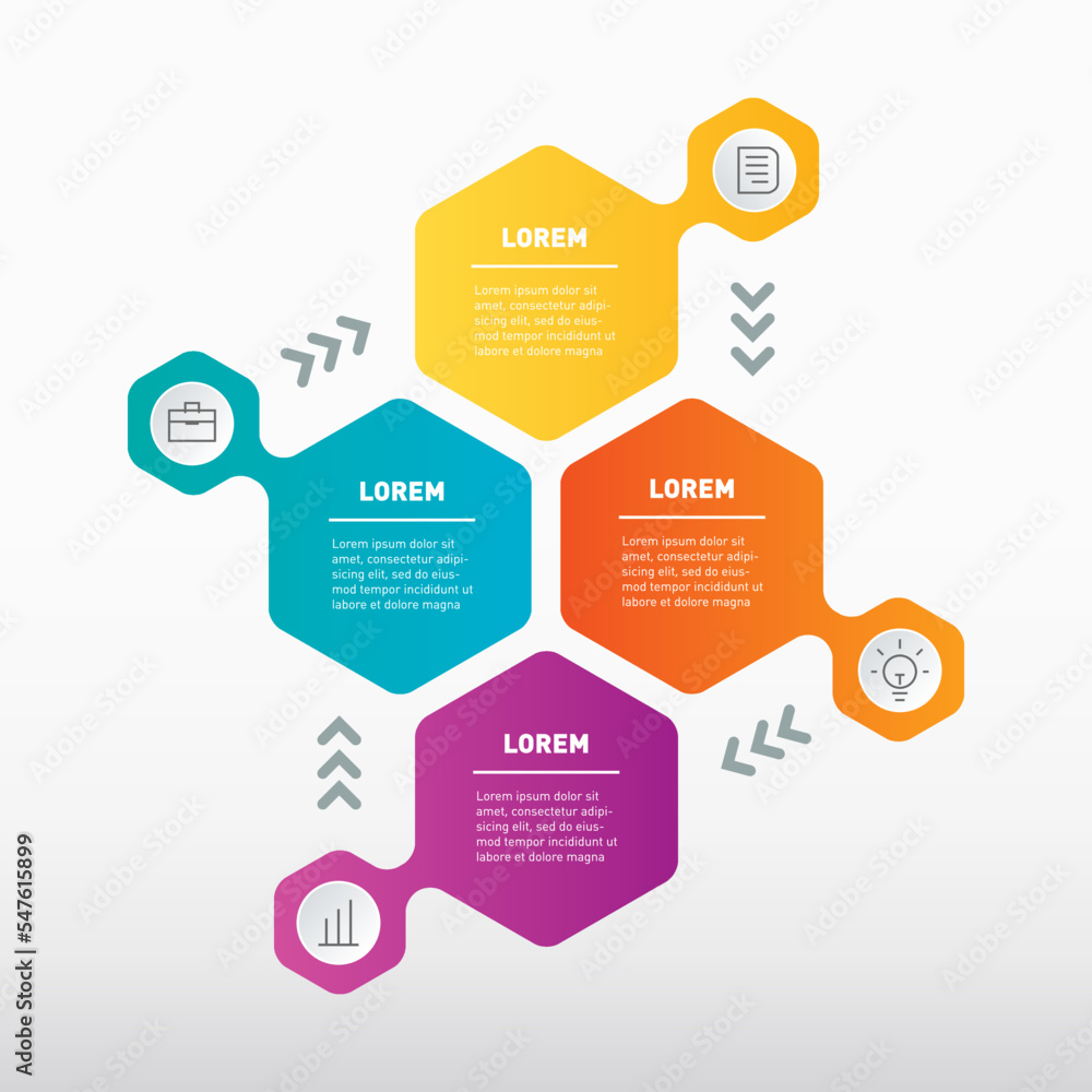 Poster infographic with 4 steps of technology cycle or education process. template of info graphic with fou