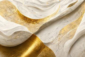 White and gold marble texture. Luxury abstract fluid art paint background. Beautiful modern 3d wallpaper