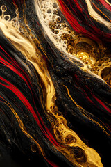 Luxury abstract fluid art paint background. Beautiful modern 3d wallpaper. Red and black marble texture. 