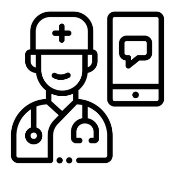 Online Doctor Or Medical Staff Consultation Icon