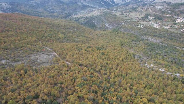 Village of Escargnolles in Baou Mourine seen from the sky