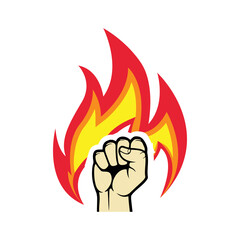 fire and hand illustration, a simple vector design