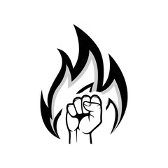 fire and hand silhouette illustration, a simple vector design