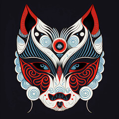 Japanese kitsune wolf mask. Generative AI