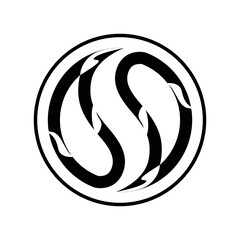 yin yang icon, koi fish logo illustration, a simple vector design