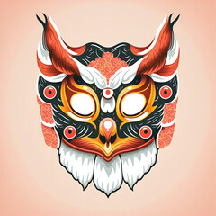 Japanese kitsune owl mask. Generative AI