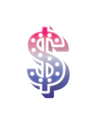 02 Symbol Pink Blue Bulb Light Dollar Currency Money